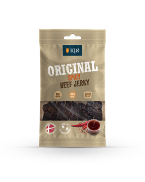 KJØ SPICY FRONT 60g MOCKUP 2026 KJØ ORIGINAL Spicy Beef Jerky 25g
